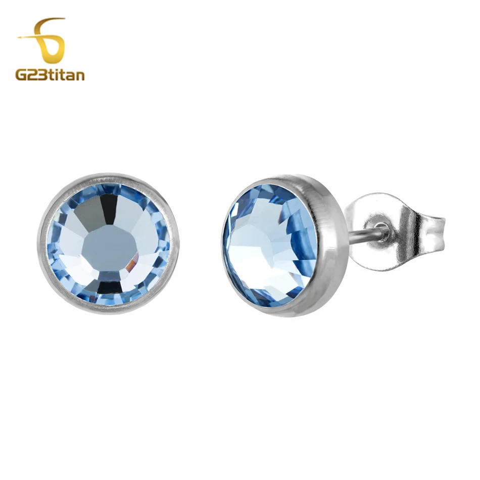 Hypoallergenic G23 Titanium Cubic Zirconia Stud Earrings Nickel Free for Sensitive Ear Piercing Jewelry Women Teen Girls Gifts