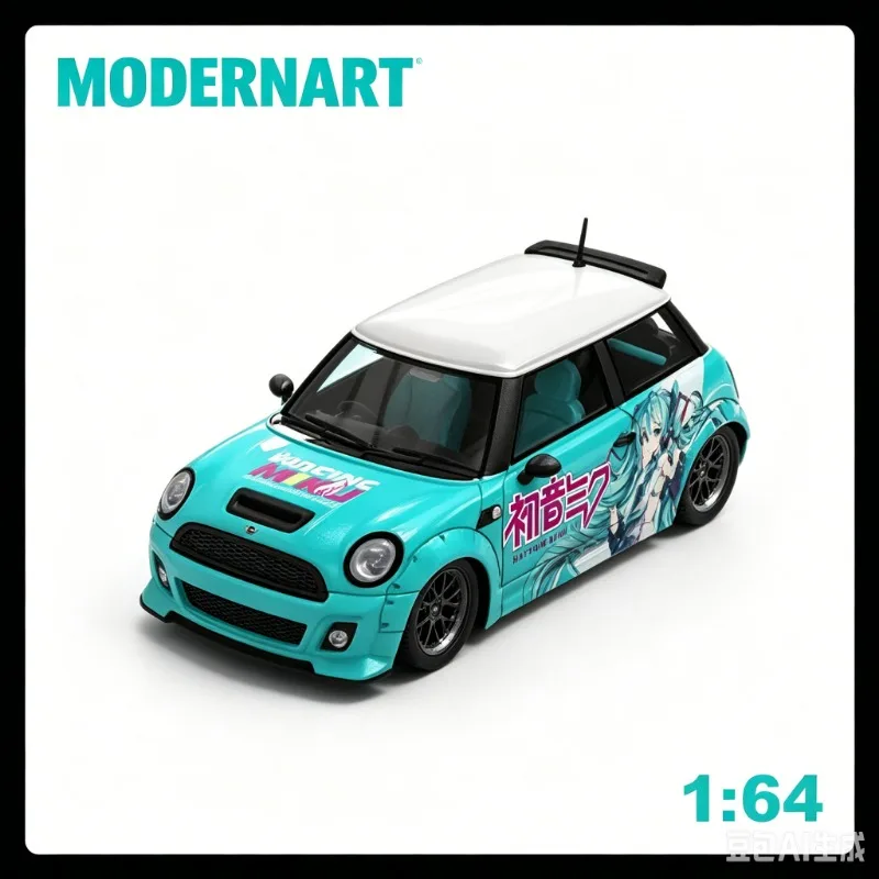 MODERNART 1:64 BMW MINI Cooper Bread Superman Trendy Art Die Casting Alloy Car Model Collection Souvenir Desktop Ornament.