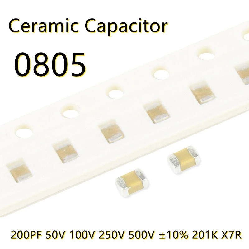 50pcs SMD 0805 200PF 50V 100V 250V 500V ±10% 201K X7R Ceramic Capacitors Chip IC 2012