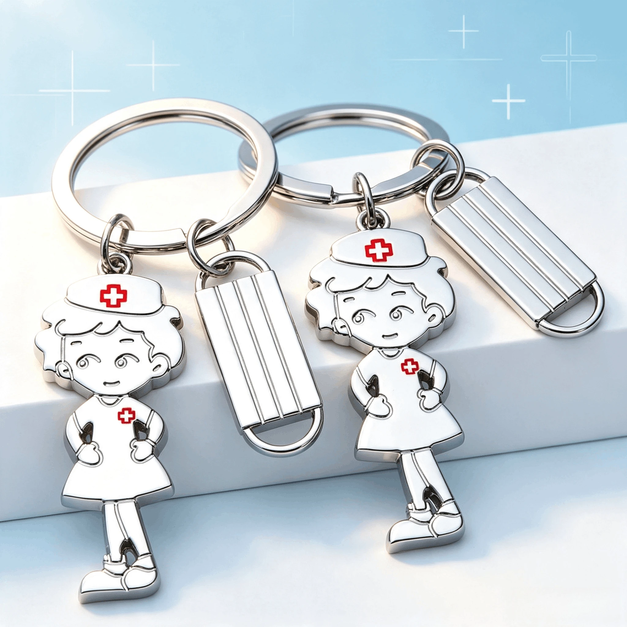 Mini Nurse Keychain Metal Key Holder Pendant Diy Craft Bag Backpack Ornament Keyring For Nurse Day Souvenir Gift