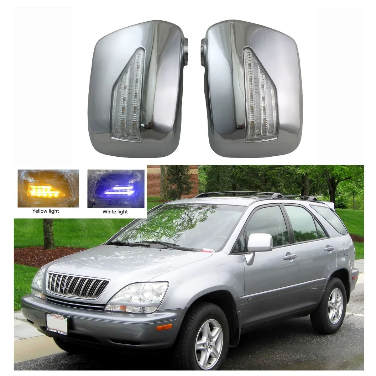 

For Lexus RX300 1998-2002 Car Rearview Protect Side Mirror Cover With Light Body Kit Rearview Mirror Cover Trim Car Accessories