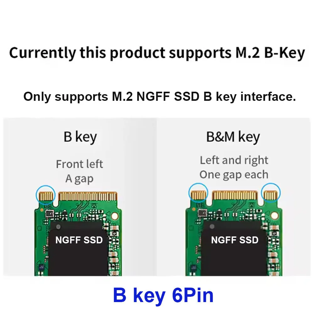 M.2 NGFF Dual SSD B+M Key to 2.5inch SATA 3.0 Adapter Card B Key Converter With Enclosure Socket (Not Supported NVMe M Key)