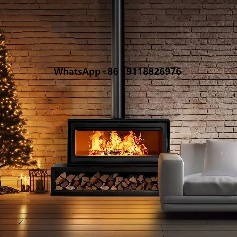 

ZHUWEI Modern Style Cast Iron High-end Real Fire Wood Burning Heating Stove Fireplace for Indoor
