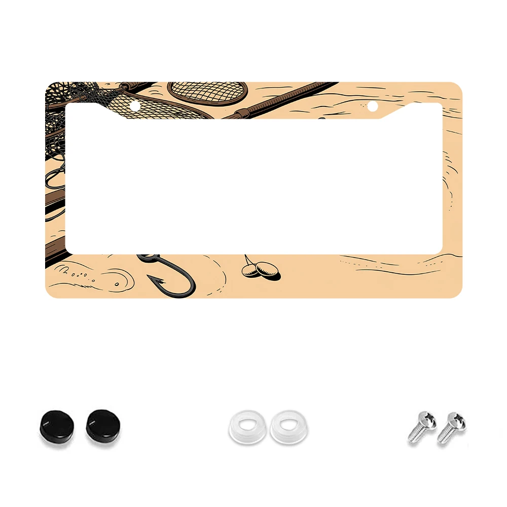 

1 шт., рамка номерного знака с 2 отверстиями в стиле ретро, коричневый цвет, алюминиевый материал, 6x12 дюймов, с комплектом винтов, забавный автомобиль