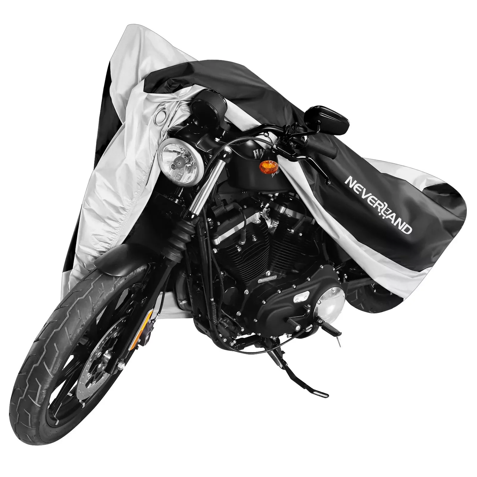 Cubierta impermeable para motocicleta, protector UV a prueba de polvo para todas las estaciones, diseño de agujeros de bloqueo para interiores y exteriores, cubierta para lluvia, abrigo D25