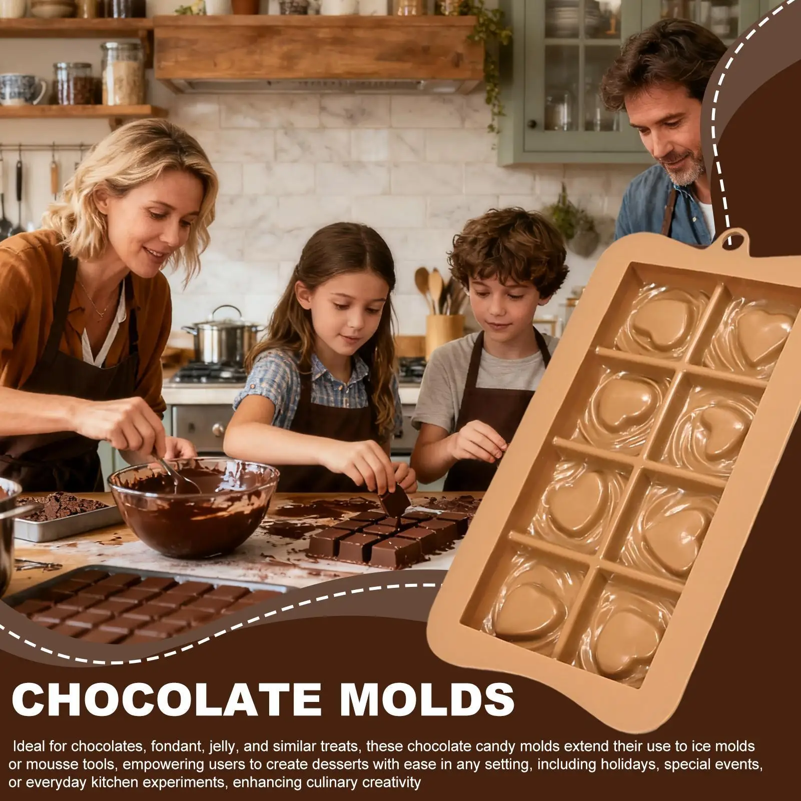 Candy Bar Molds Food Grade Flexible Easy Release Mould Silicone Chocolate Mold For Snacks Desserts Protein Energy DIY Handmade