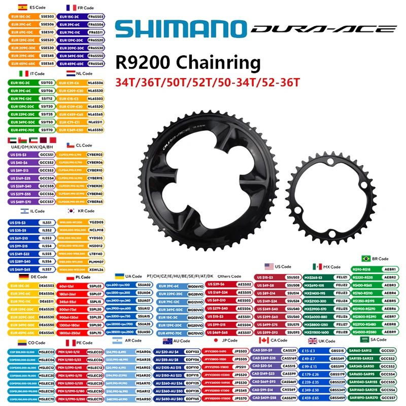 Shimano DURA-ACE r9200 coroa para FC-R9200 FC-R9200-P roda dentada