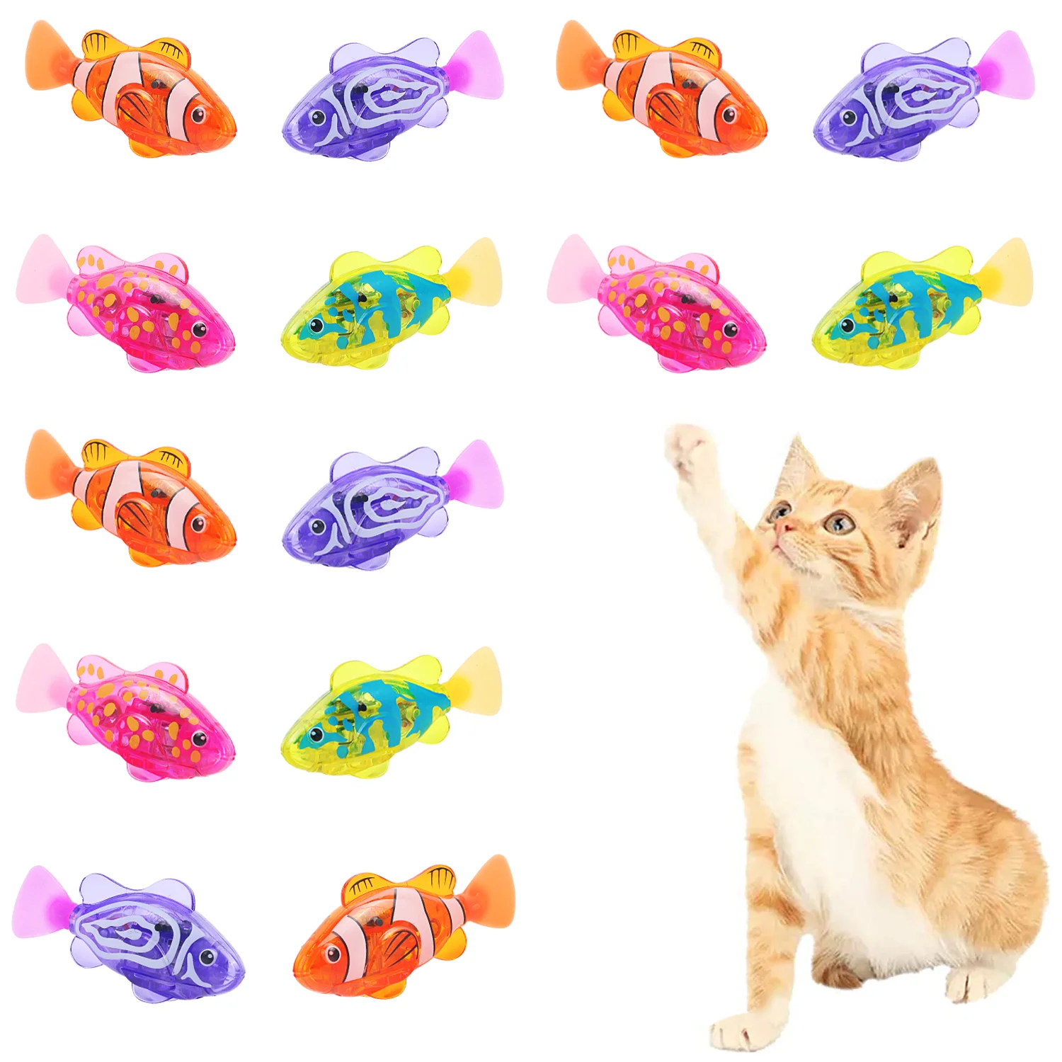 

1 шт.-50 шт., светочувствительная электронная игрушка для купания рыбы, водная игровая игрушка, имитация плавания маленькой рыбы, подходит для дразнящих котят