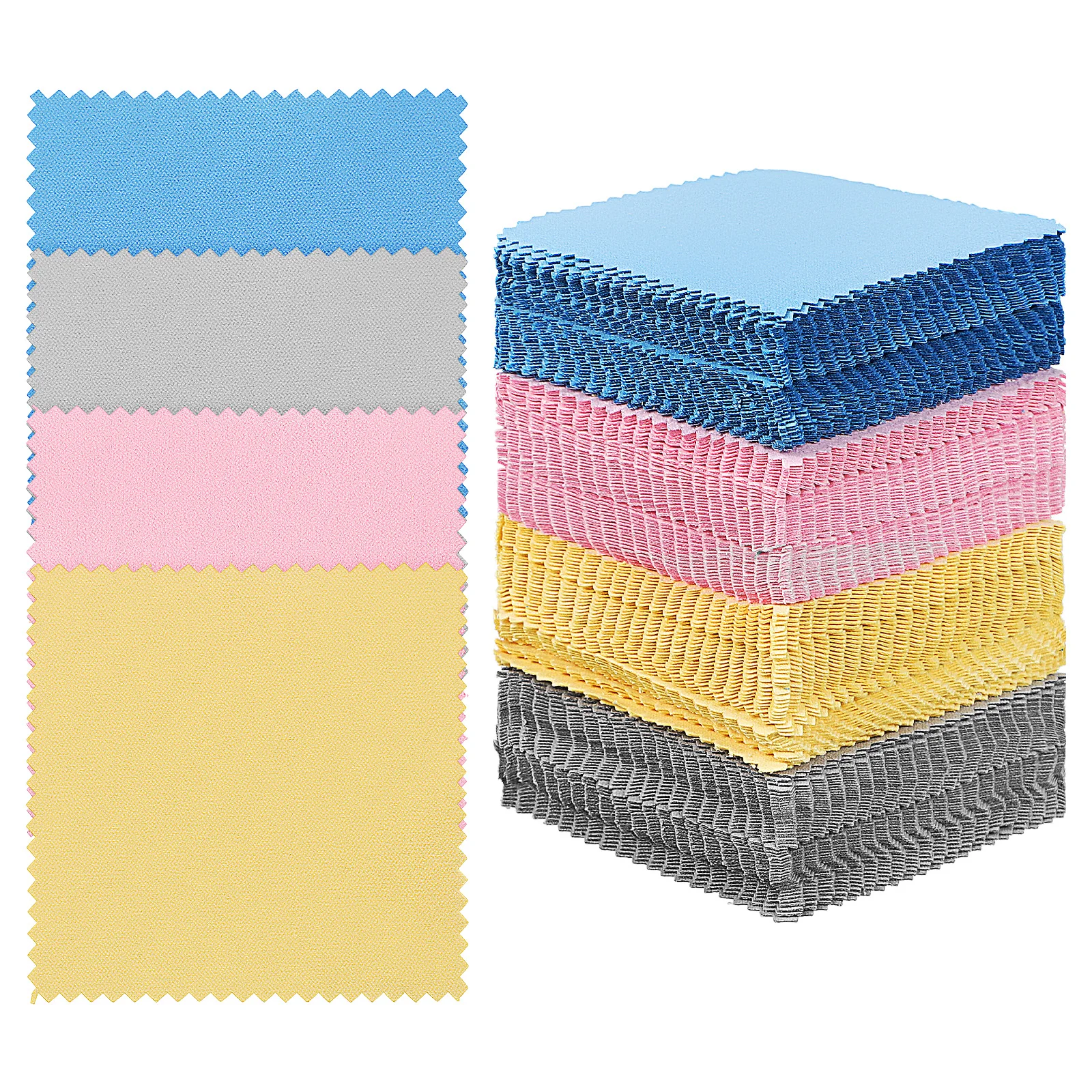 200pcs Jewelry Cleaning Cloth 8x8cm Silver Polishing Glasses Wipes Soft Durable Multiple Colors Portable Long Term Replacement