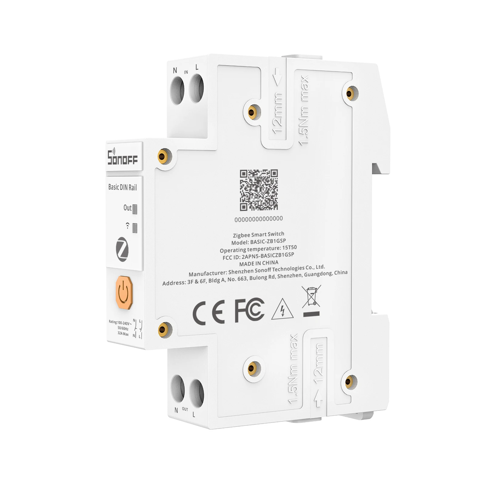SONOFF BASIC-ZB1GSP Basic DIN-Schienen-Zigbee-Smart-Schalter 32A Hochleistungs-Doppelpol-Schalter mit Energieverbrauchsüberwachung und Überlastschutz