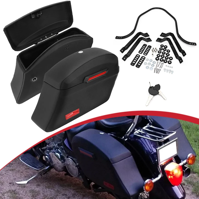 Motorcycle Trunk Luggage Hard Bags Saddlebags Heavy Duty Mounting Bracket Kit Waterproof Bags For Kawasaki Honda Yamaha Suzuki