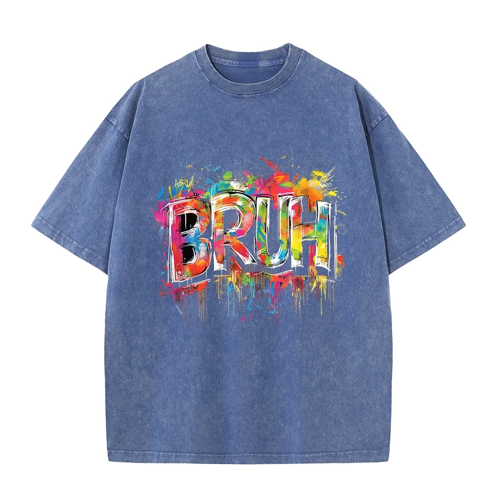 Boys Bruh Meme Funny Saying Teens Graffiti Aesthetic Men T-Shirt High Quality Short Sleeve Camisetas Футболки Anime Printed