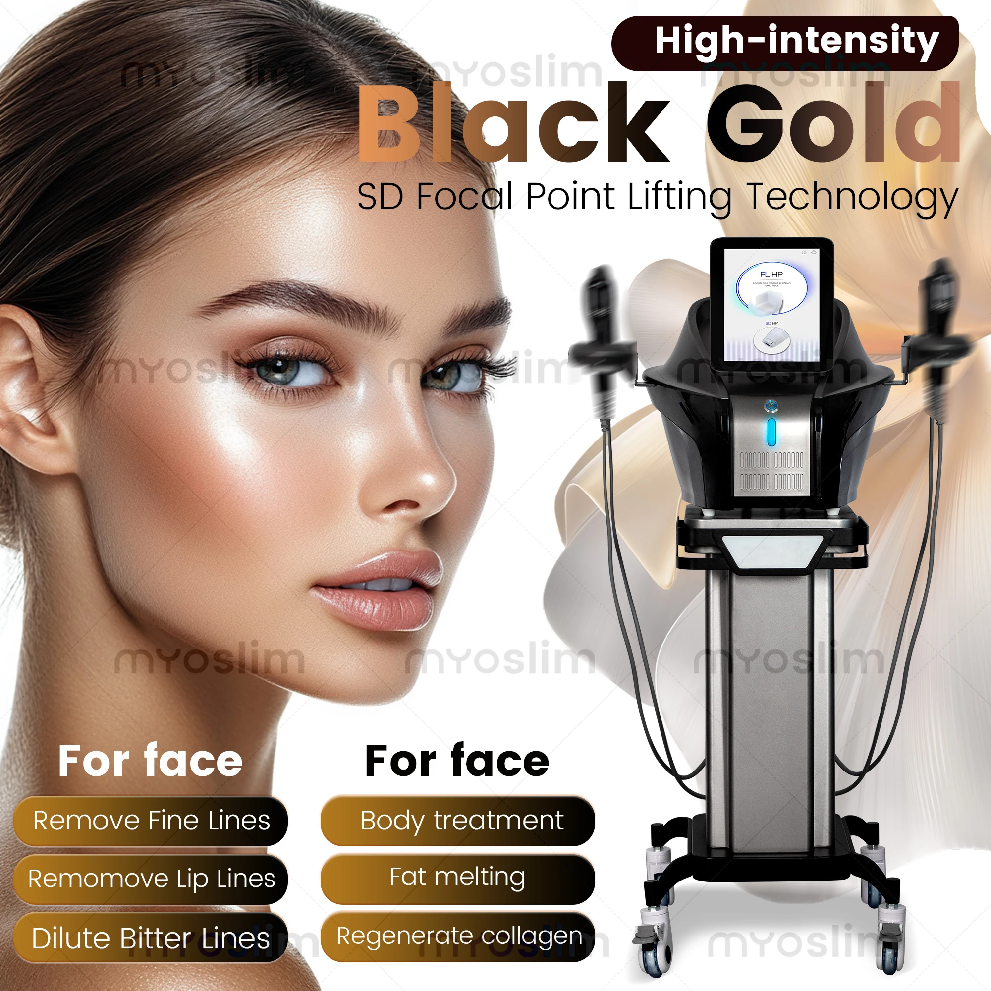 4 in 1 Black and Gold Face Lifting Tightening Rejuvenation Smas Anti-wrinkle Device SMAS