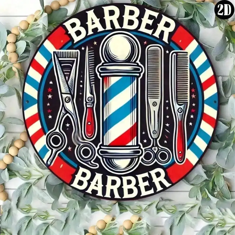 Sheglam Vintage Barbier-Shop Blechschild Runde Metall-Wanddekoration für Zuhause Garage Pub Männerhöhle