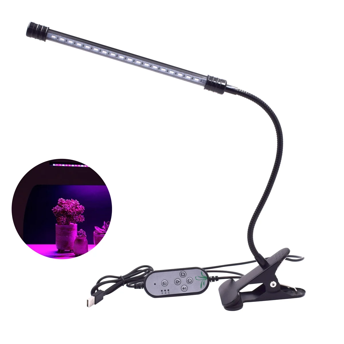 

9 Вт 5 В светодиодный светильник для выращивания растений с одной головкой, красный, регулируемая гусиная шея, 5 уровней регулировки яркости для комнатных растений