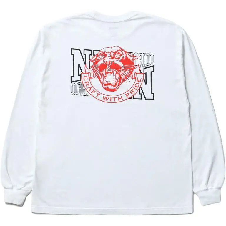 NEIGHBORHOOD Japanese Streetwear Logo Animal‑Pattern Print Crew Neck Loose Drop‑Shoulder Unisex Long‑Sleeve T‑Shirt