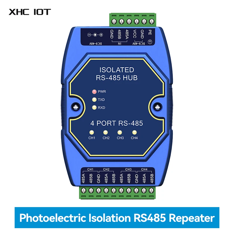 

Photoelectric Isolation Industrial 4-way Cache RS485 Hubs DC9-40V COJXU E810-R14 ESD Protection Power and Signal Isolation