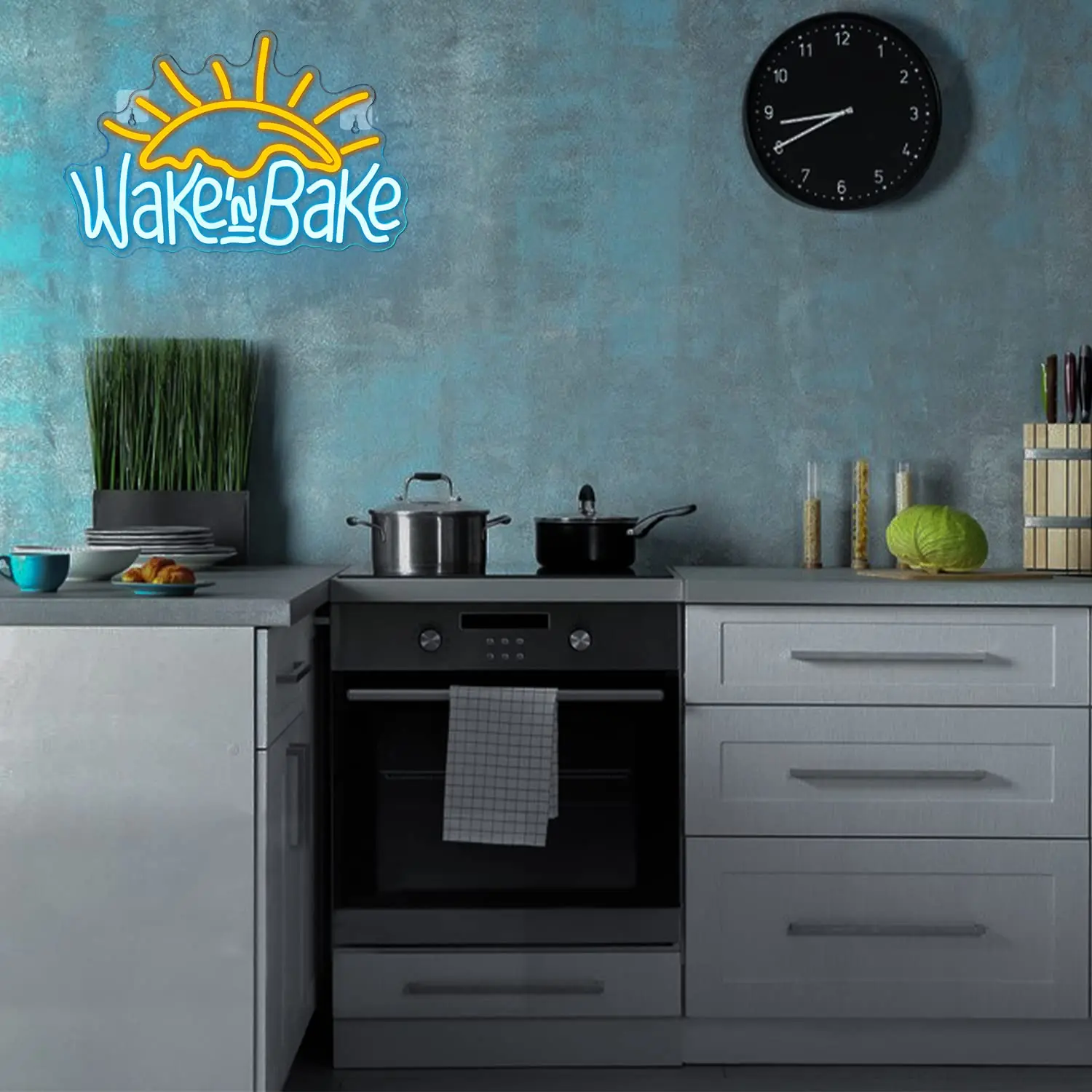 Letreros de neón Wake in Bake, luz de neón LED regulable alimentada por USB para dormitorio, hogar, cocina, pasteles, tiendas para hornear, cafeterías, fiesta de cumpleaños