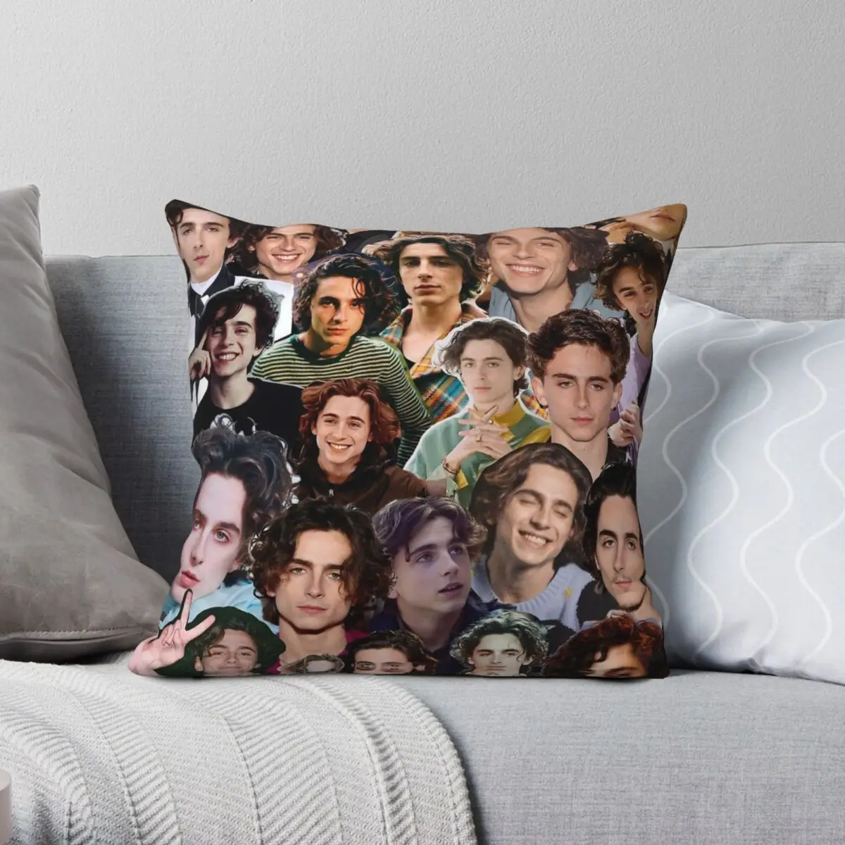 Timothee Chalamet Collage Pillowcase Polyester Linen Velvet Pattern Zip Decor Pillow Case Car Cushion Cover