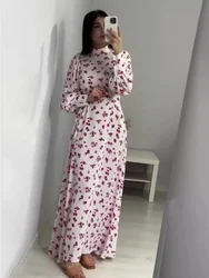 Ramadan Morocco Dress for Women Dubai Abayas Kaftan Eid Vestidos Flower Print Jalabiya Arabic Long Robe Muslim Party Dresses