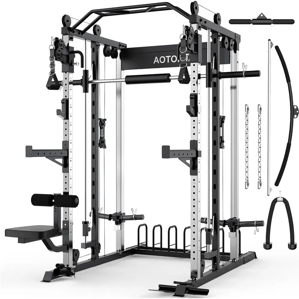 

Стойка для силовых тренировок с штангой, силовой тренажер для подтягиваний и упражнений с тросом, идеально подходит для домашнего спортзала