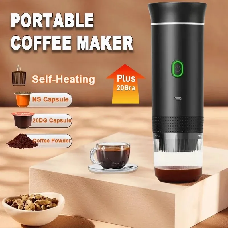 

3-in-1 Wireless Portable Wireless Espresso Electric Coffee Machine 19Bar Automatic Heating Nespresso Capsule Pods Ground Coffee