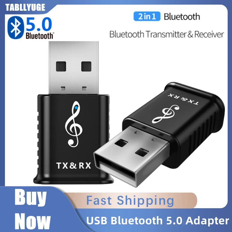 

USB Bluetooth 5.0 Adapter Transmitter Receiver 2 in 1 3.5mm AUX Stereo Wireless Bluetooth Adapter For wireless earphone MP4 MP3