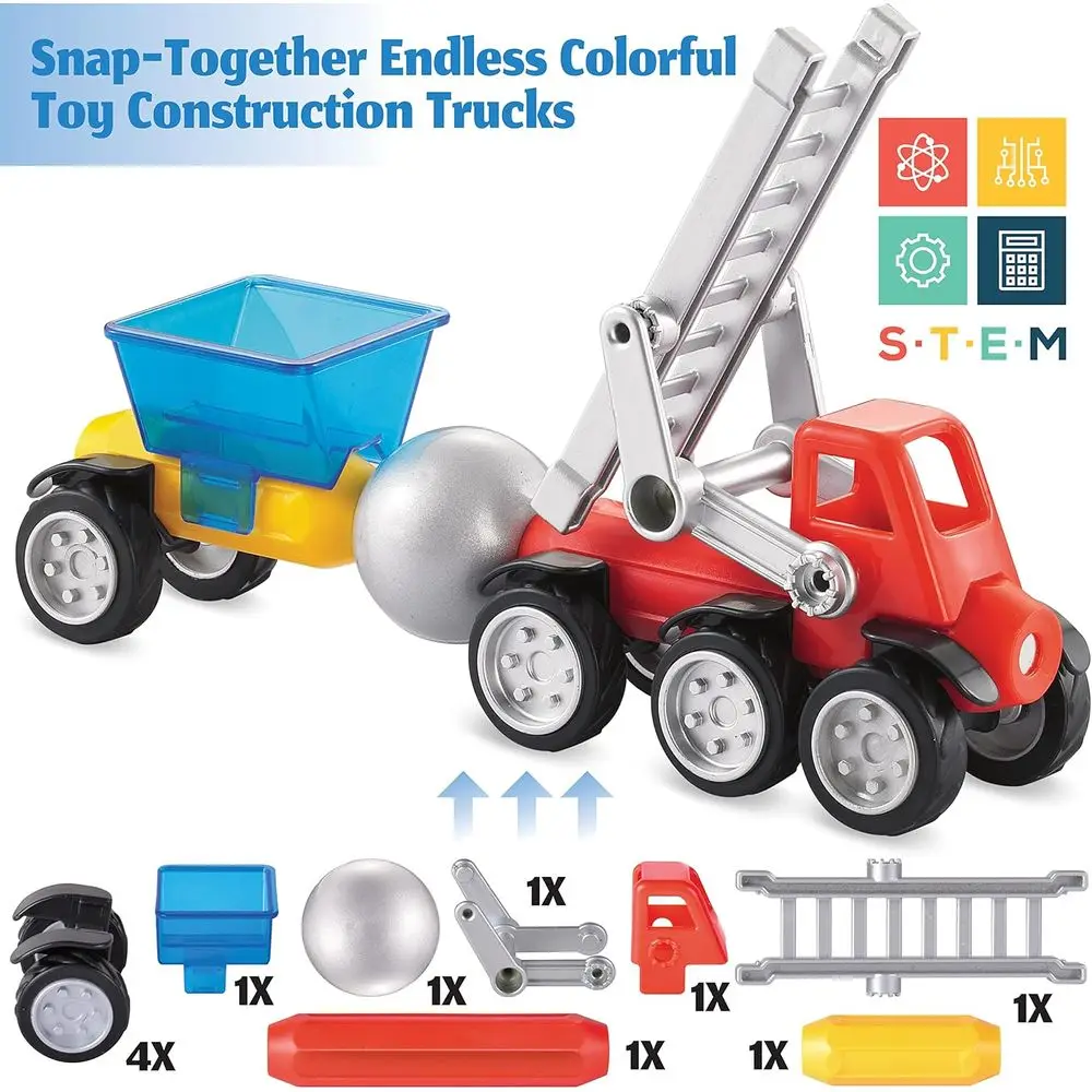 Kit de vehículo magnético STEM de 72 piezas: tapete de juego educativo y señales de tráfico para niños de 3 a 8 años
