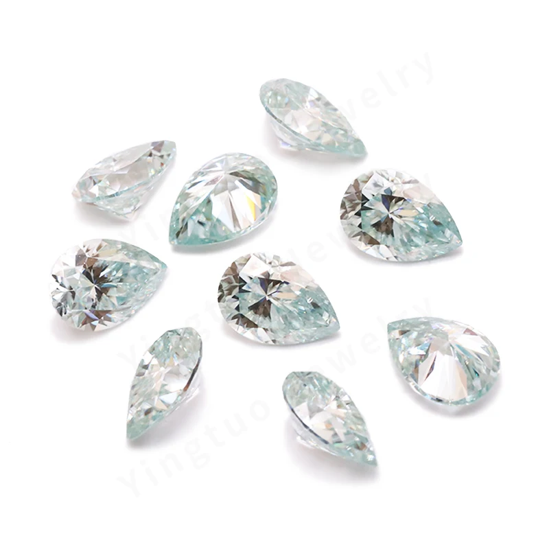 

Pear Moissanite Ice Blue Color 7*10mm 2ct Moissanite Excellent Cut VVS Grade Test Positive Loose Gems for Jewelry Making