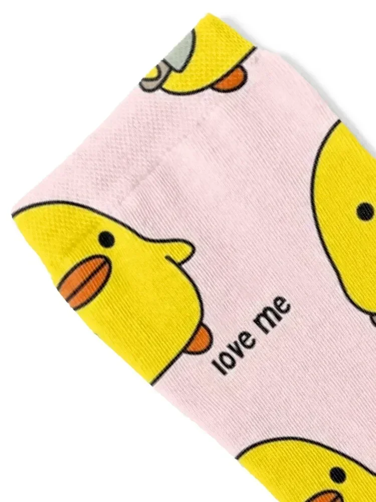 duck with knife - love me version kawaii duck knife duck Socks Non-slip funny gift Antiskid soccer designer Socks Men Women's