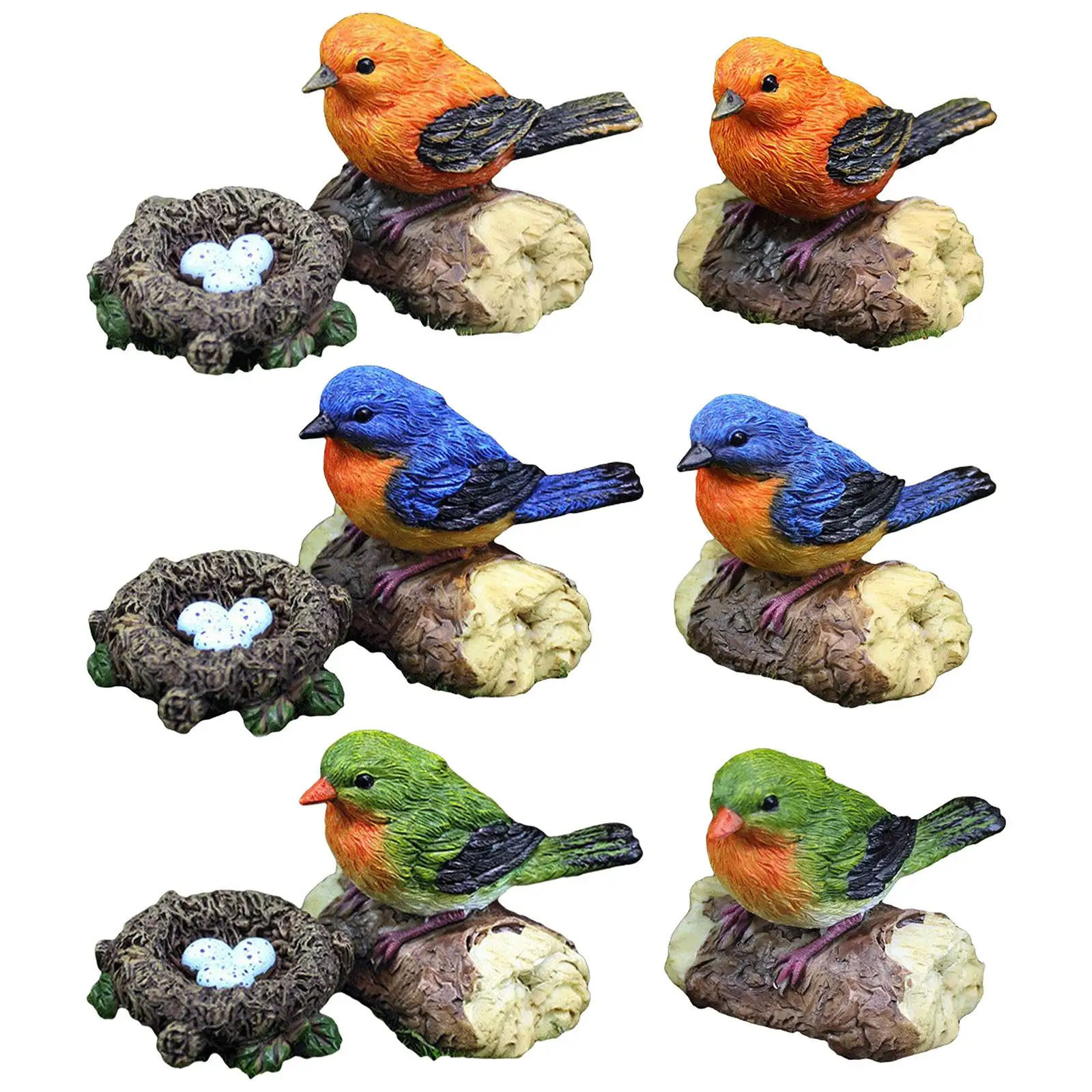 

2-6pack Miniature Bird Statue Arts Crafts Bird Animal Model Ornament