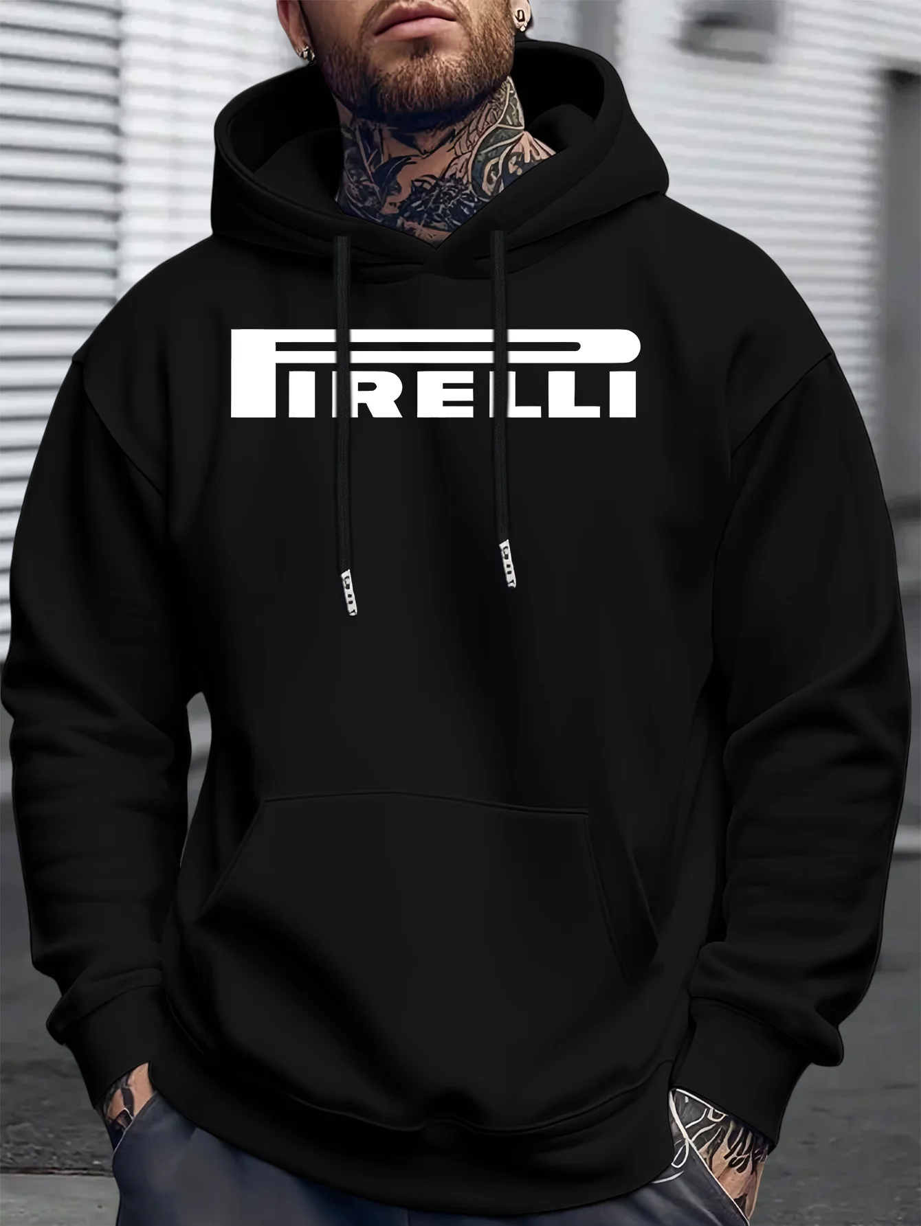 Sudadera con capucha informal de invierno para hombre con estampado gráfico Bold FIRELI, jersey de ajuste regular gris claro, sudadera con capucha
