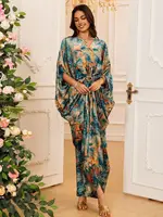 Eid femmes Robe musulmane Abaya imprimer col en V fête Jalabiya Ramadan robes longues Abayas robes Largos caftan arabe longue Robe 2025 4