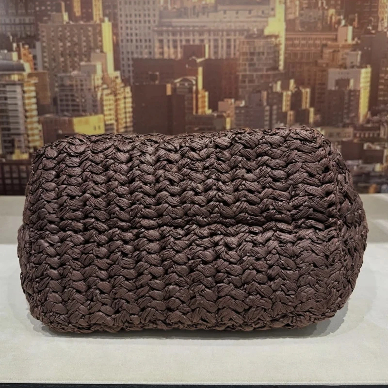 Hand-Woven Kisslock Frame Shoulder Raffia Beach Bags For Women Luxury Designer Handbag And Purse 2026 New In Wheatgrass Underarm view 5