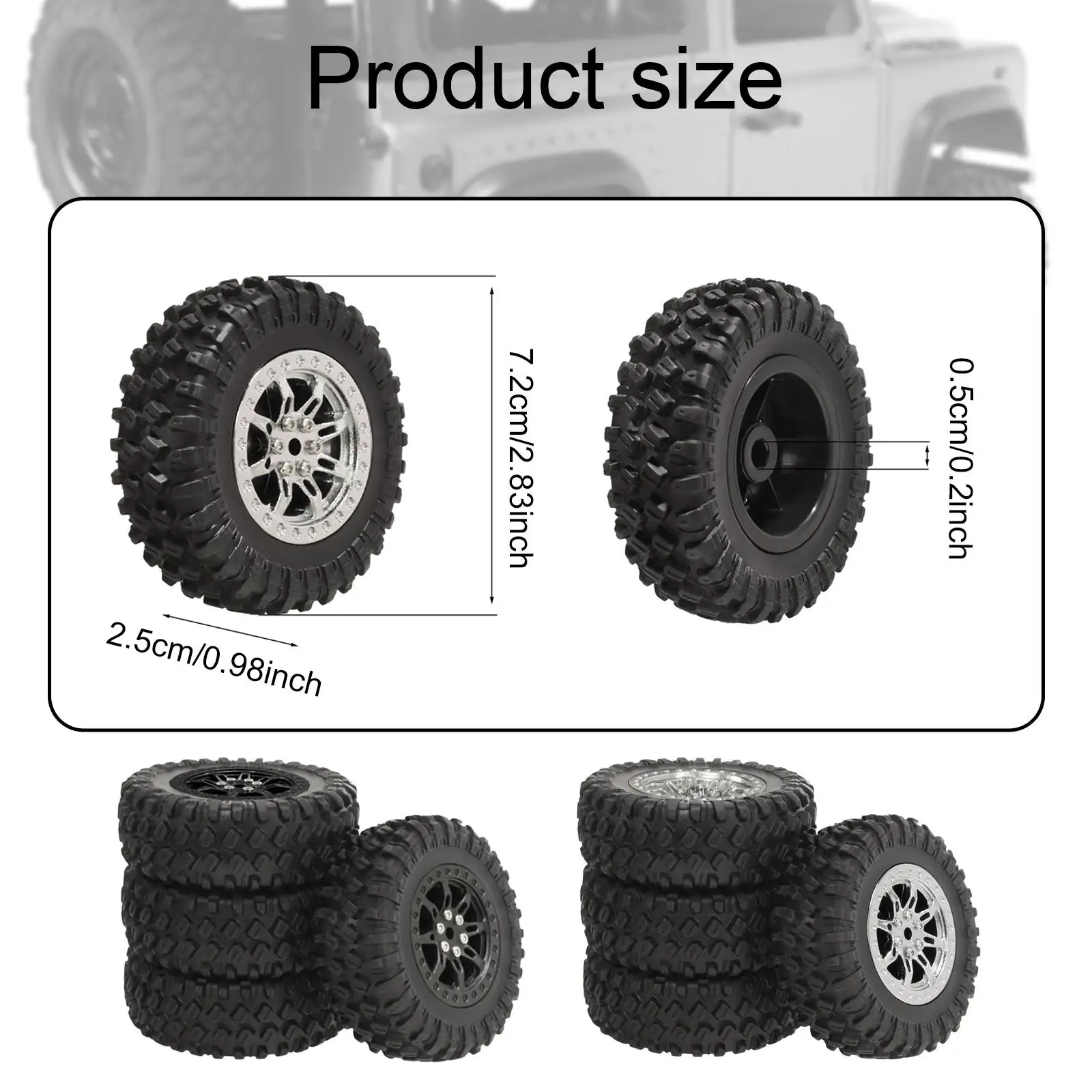 4Pcs RC Car Tires Replacement Spare Parts, Sturdy, Upgrade High Performance