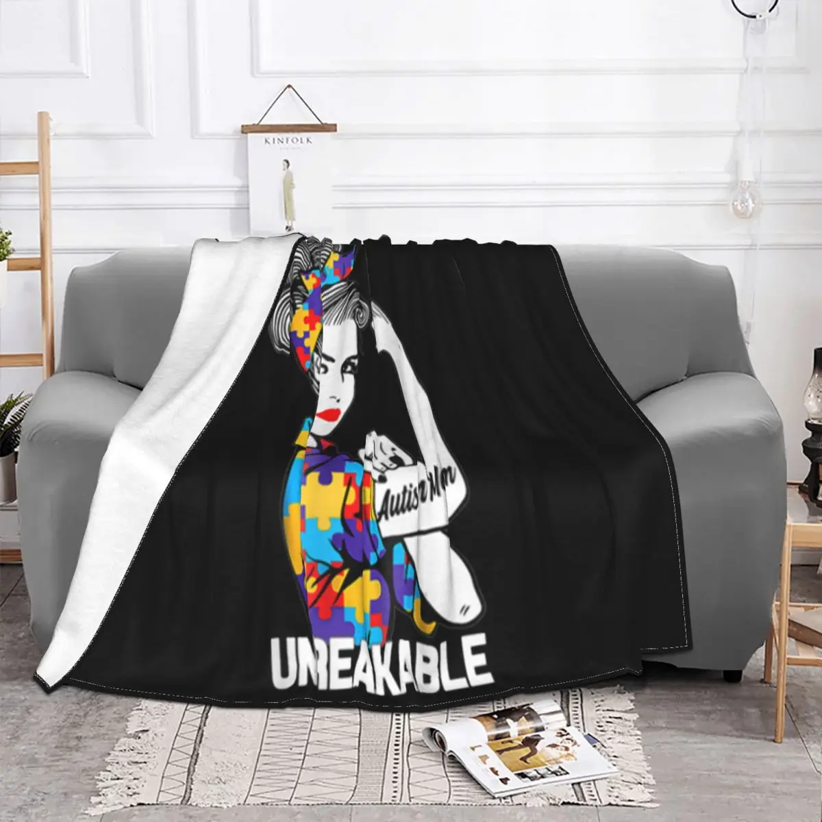 Autism Awareness Mom Cute Autism Mom Unbreakables Top Straight Simple Print Stylish Rap Game Throw Blanket