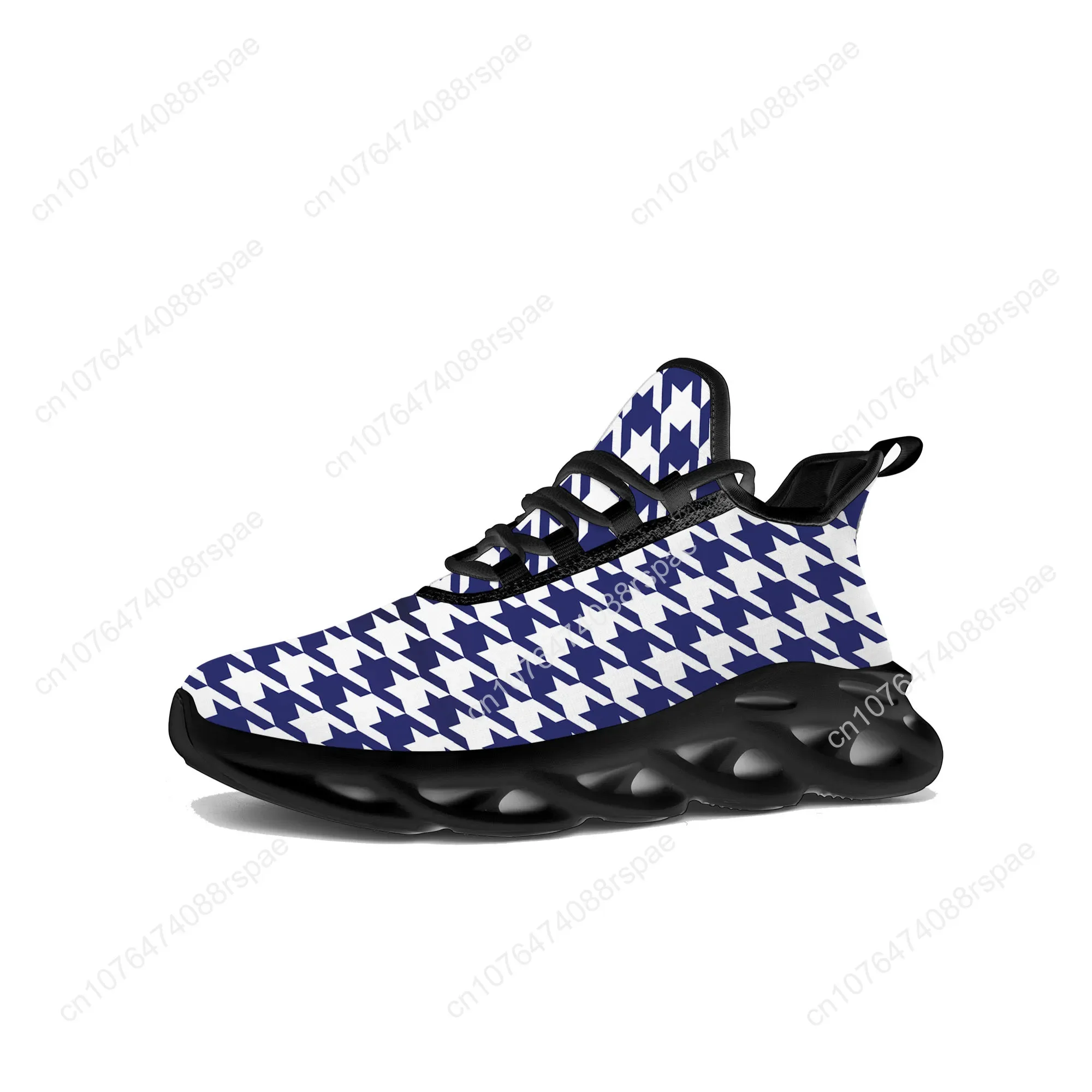 Zapatillas de deporte planas con estampado de pata de gallo para hombre y mujer, deportivas Pop para correr, calzado de malla con cordones, calzado hecho a medida de alta calidad