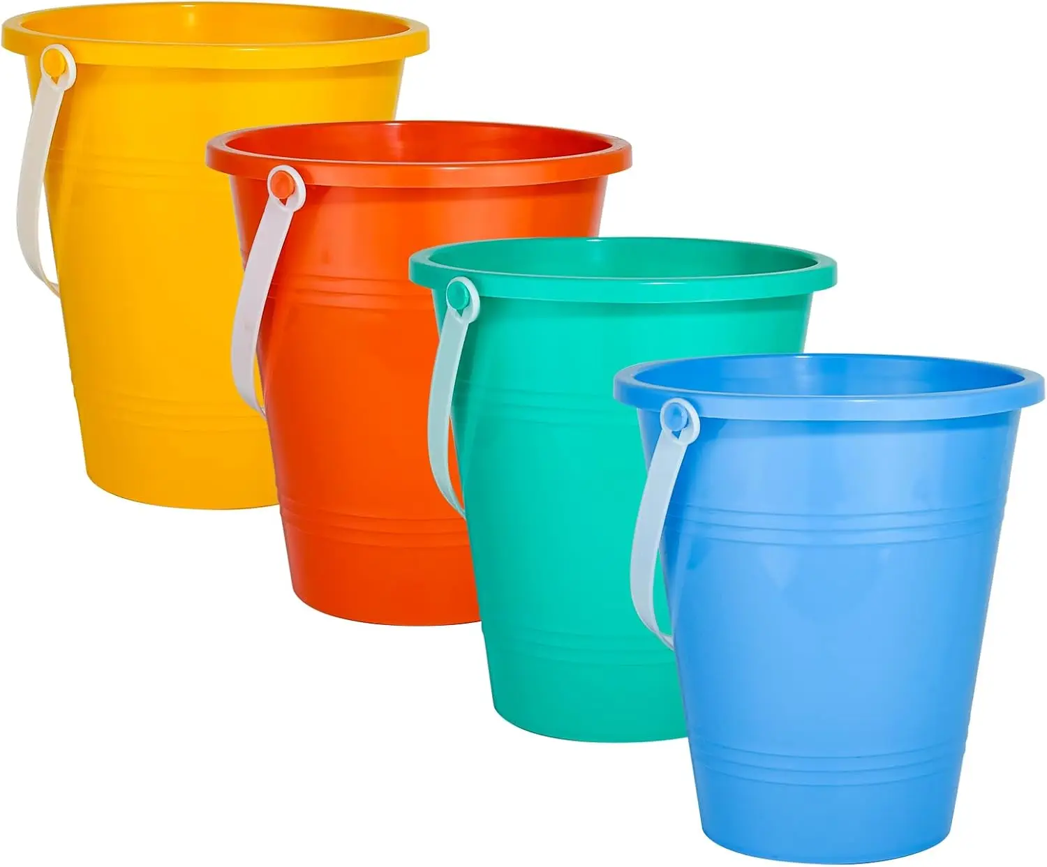 

8 Inch Sand Buckets for Beach, Water Pails for Kids, Summer Party Favor, 4 Pack