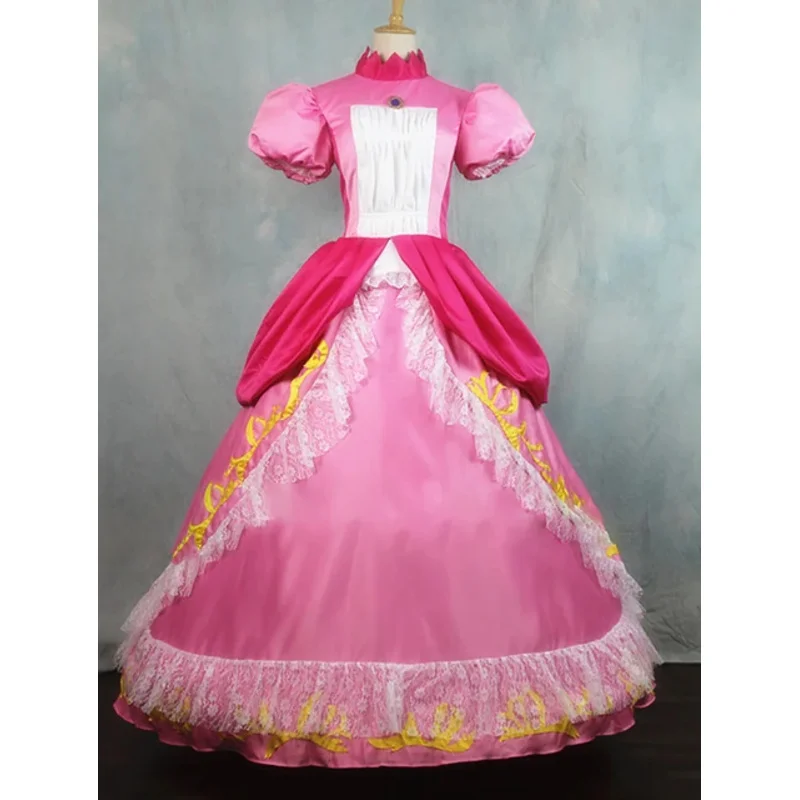 Vestido de princesa Margarita Peach Sister, disfraz de Cosplay para mujeres adultas, disfraz de Halloween