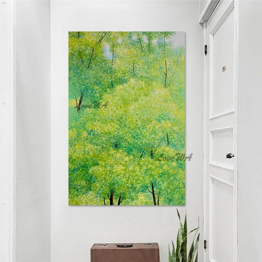 

Green Tree Abstract Hand Drawing Picture, Canvas Modern Style Artwork Decoration, Forest Natural Scenery Art Paintings Wall Mura