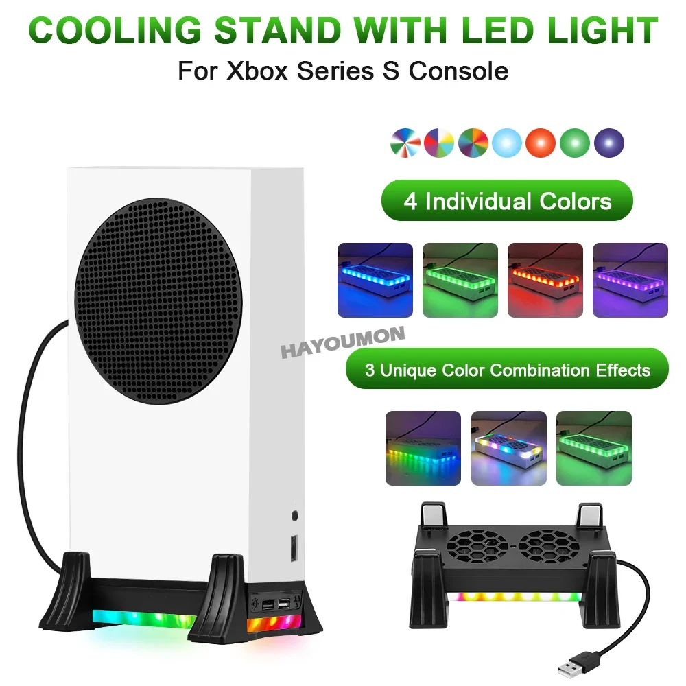 Base de Refrigeración Vertical con 3 Niveles de Ventilación y Luz LED de Colores, Disipador de Calor para Consola Xbox Series S
