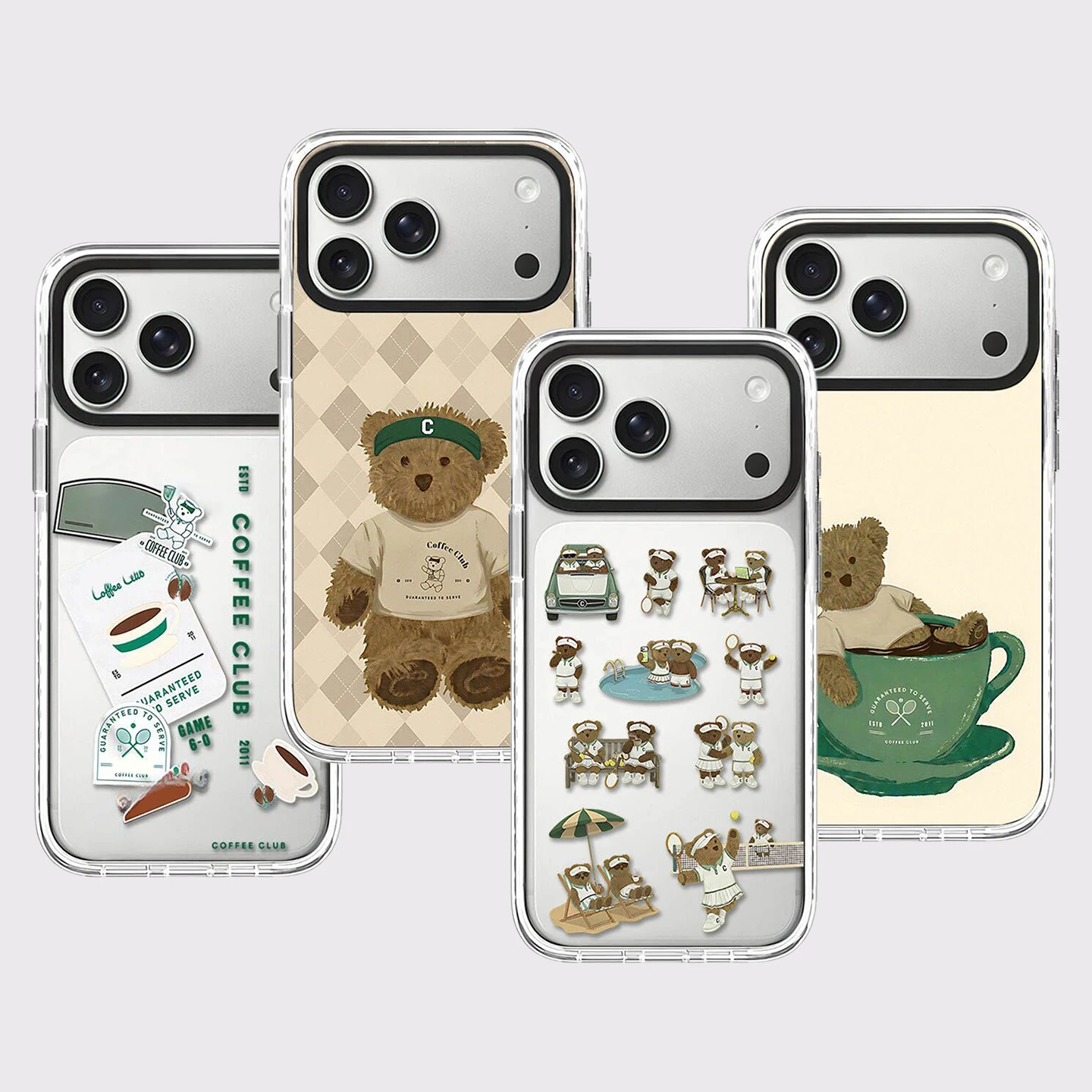 Coffee Bear Impact White Border Magnetic Cover for IPhone 12 13 14 15 16 17 Pro Max Case for IPhone 17 Air Cartoon
