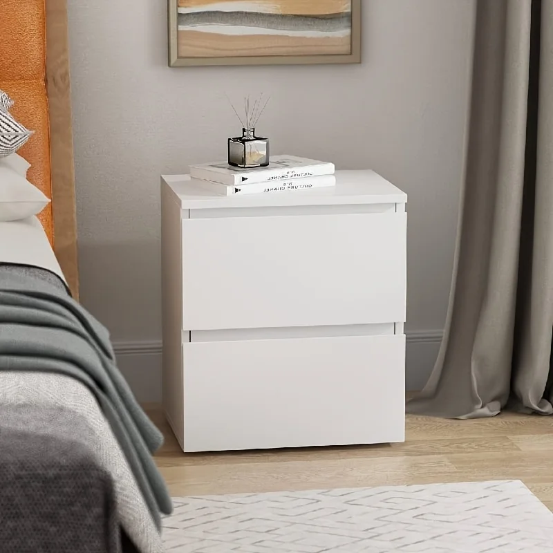 

1pc/2pcs White Nightstand with 2 Drawers Small Wooden Bedside Table Storage Bed Side Table End Table Storage for Bedroom.