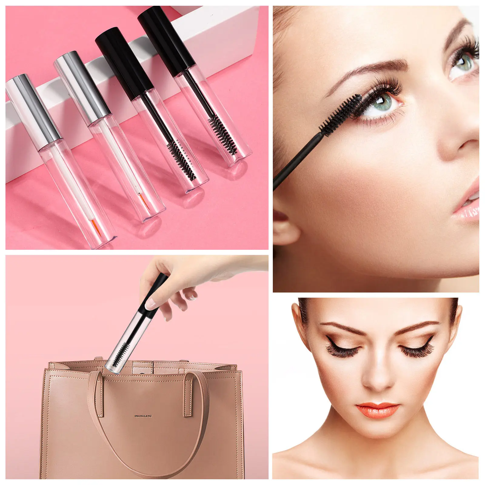 

2Sets Clear DIY Mascara Tubes Portable Refillable Eyelash Cream Container Leakproof Lip Gloss Bottle DIY Mascara Bottle