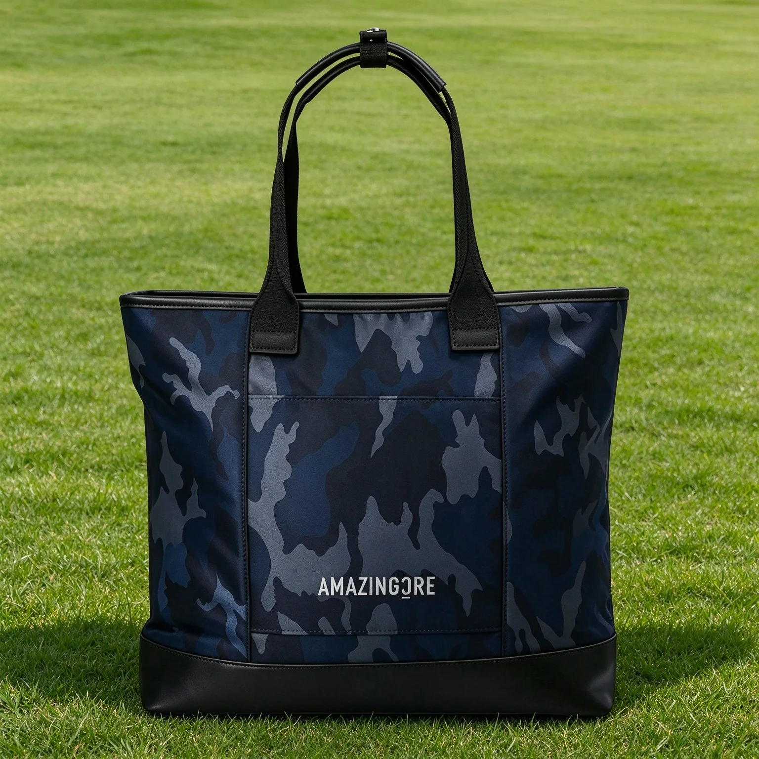 Golf Shopping Tote Bag, Camouflage Printed Lightweight Nylon Handbag, Daily Carry Tote with Magnetic Closure Pocket