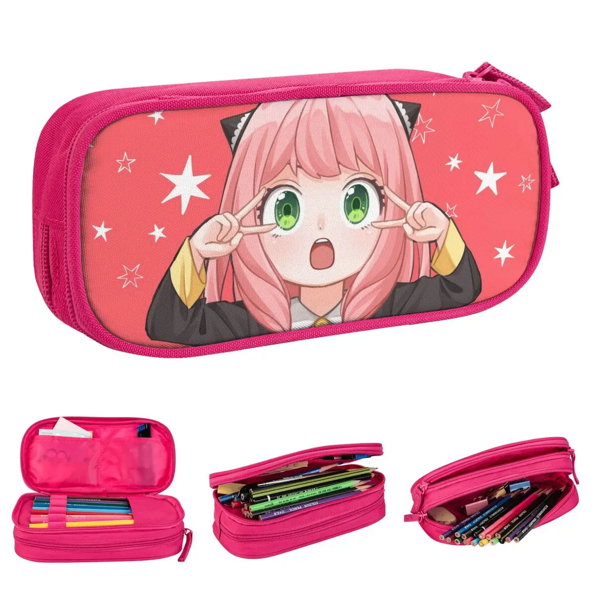 Kotak Pensil Anime Forger Anya Spy X Tempat Pena Keluarga Tas Pensil Siswa Kapasitas Besar Kotak Pensil Kosmetik Perlengkapan Sekolah