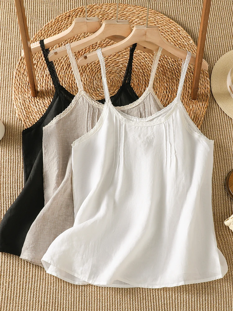 

Loose Lace Splicing Base Top Women's plus Size Sleeveless Embroidered Color Camisole Tank Summer Fashion Ladies' Clothing