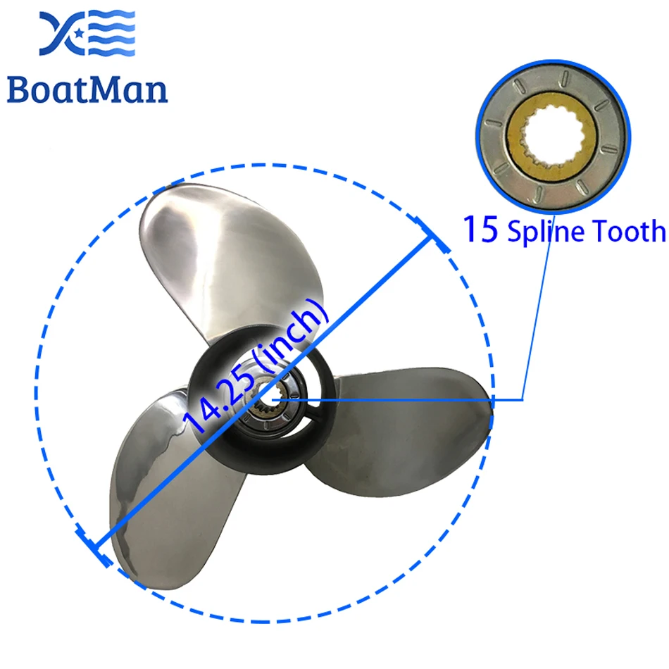 BoatMan 14.25x17 Outboard Propeller For Honda 115HP135HP 150HP 200HP 225HP 250HP Stainless Steel LH 3 Blade 58133-ZY3-B17AH