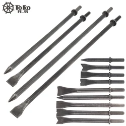 Kit d'outils pneumatiques pour couper et enlever la rouille, tête de burin à air, tête de pelle solide en acier dur 45 #, marteau à percussion, mèche, 120-460mm