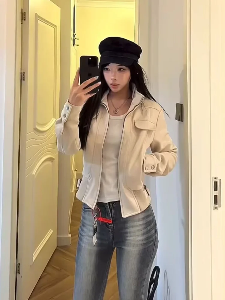 

Ретро-джинсы синего цвета с эффектом потертости, укороченные, облегающие, с высокой талией, из хлопка со стрейчем, осенние, модные, женские